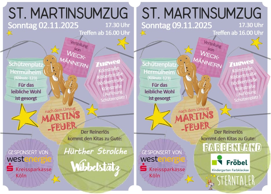 St. Martinsumzüge 02.11. + 09.11.2025